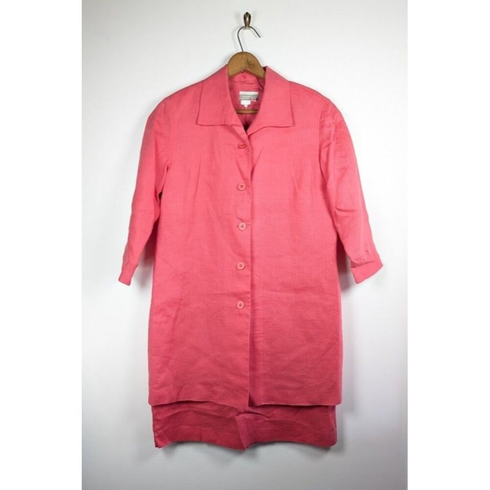 Vintage Coldwater Creek Suit Dress Size 10 Linen Lagenlook Jacket Sheath Summer